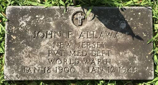 John F Allaway Grave Marker